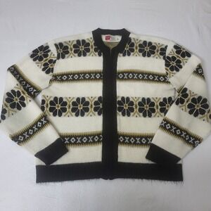 Vtg 60s 70s Milwaukee Knit Orlon Nordic Zip Cardigan Sweater Mens Med/Wmn Lg